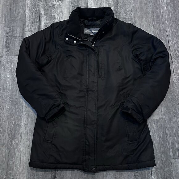 Women's Eddie Bauer Goose Down Parka Coat Size Medium Black Jacket Winter Warm - Picture 2 of 10